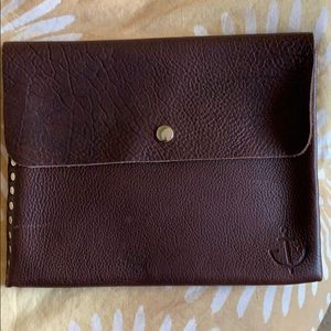JM DRYGOODS dark brown leather clutch